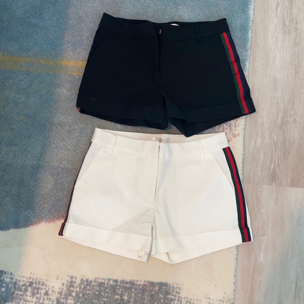 White and black striped shorts